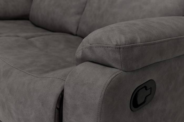 Dalton Modern Manual Reclining 2 Seater Sofa - Dark Grey Brushed Faux Suede