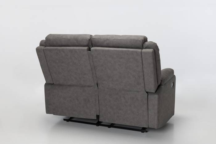 Dalton Modern Manual Reclining 2 Seater Sofa - Dark Grey Brushed Faux Suede