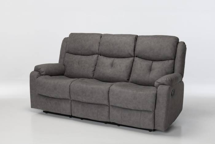 Dalton Modern Manual Reclining 3 Seater Sofa - Dark Grey Brushed Faux Suede