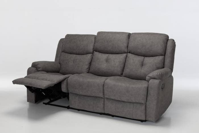 Dalton Modern Manual Reclining 3 Seater Sofa - Dark Grey Brushed Faux Suede