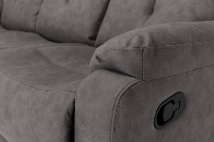 Dalton Modern Manual Reclining 3 Seater Sofa - Dark Grey Brushed Faux Suede