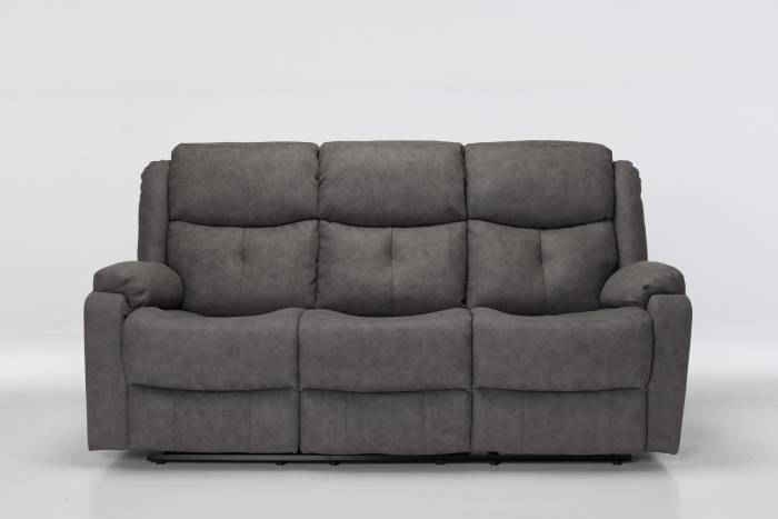 Dalton Modern Manual Reclining 3 Seater Sofa - Dark Grey Brushed Faux Suede