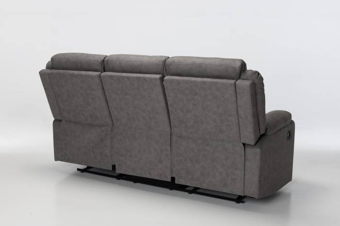 Dalton Modern Manual Reclining 3 Seater Sofa - Dark Grey Brushed Faux Suede
