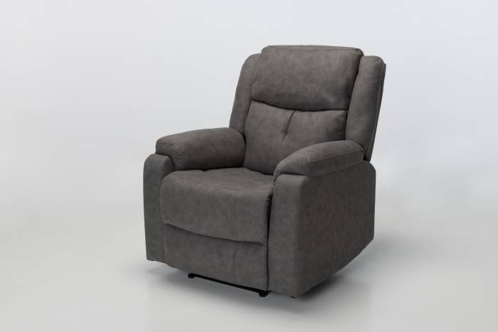 Dalton Modern Manual Reclining Armchair - Dark Grey Brushed Faux Suede
