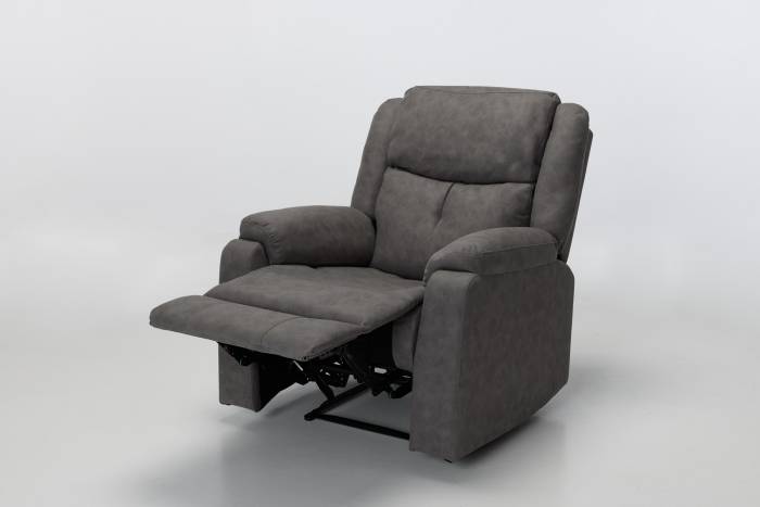 Dalton Modern Manual Reclining Armchair - Dark Grey Brushed Faux Suede