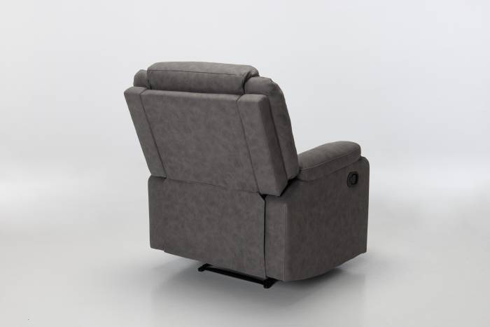 Dalton Modern Manual Reclining Armchair - Dark Grey Brushed Faux Suede