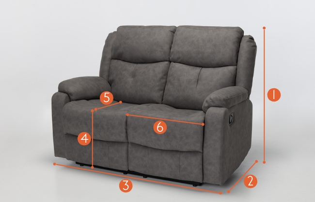 Dalton Modern Manual Reclining 2 Seater Sofa measurements