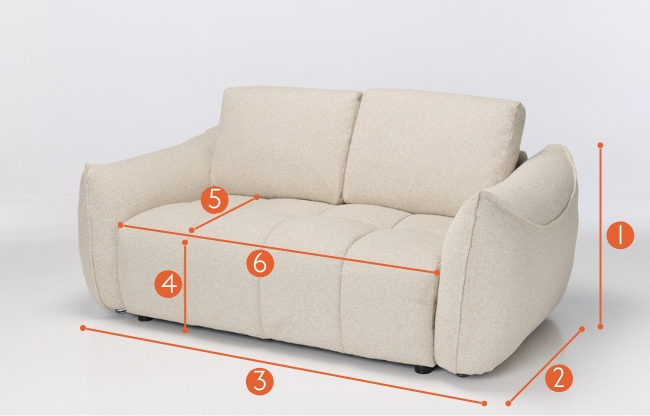 Luna Modern 2.5 Seater Sofa measurements