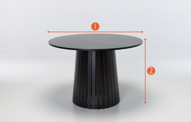 Stockholm Round Dining Table with Slatted Pedestal Base measurements