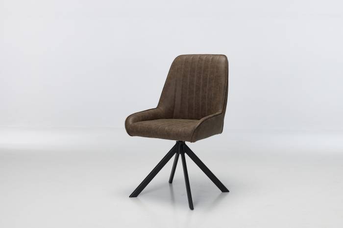 Verona Swivel Dining Chairs with Black Legs - Brown Faux Leather