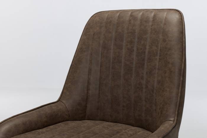 Verona Swivel Dining Chairs with Black Legs - Brown Faux Leather