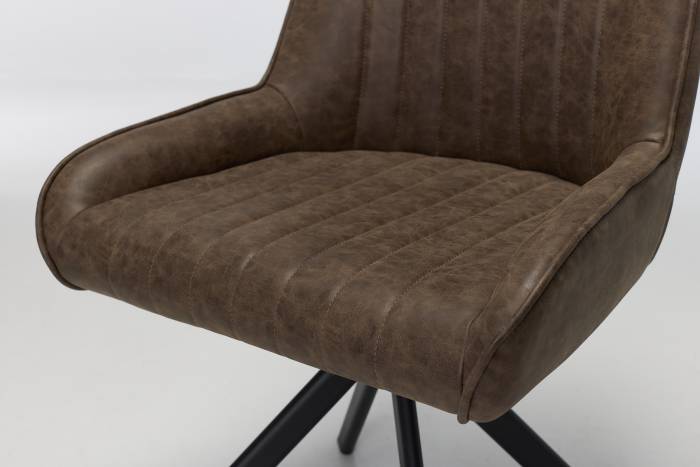 Verona Swivel Dining Chairs with Black Legs - Brown Faux Leather
