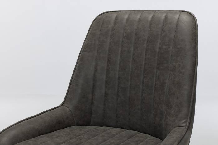 Verona Swivel Dining Chairs with Black Legs - Grey Faux Leather