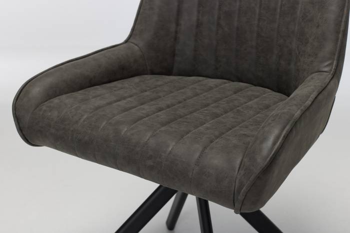 Verona Swivel Dining Chairs with Black Legs - Grey Faux Leather