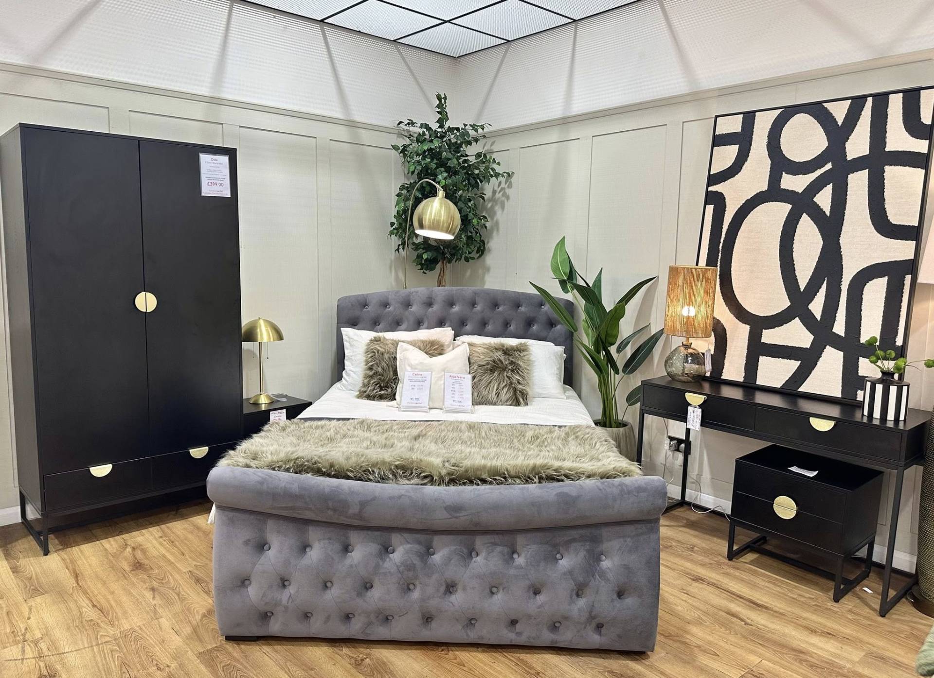 Celine Grey Ottoman Sleigh Bed with Storage