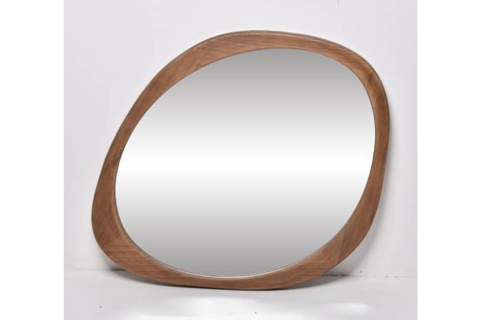 Irregular Shaped Dark Wood Mirror 79cm x 70.5cm