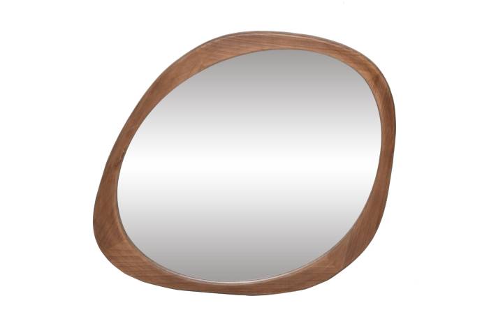 Irregular Shaped Dark Wood Mirror 79cm x 70.5cm