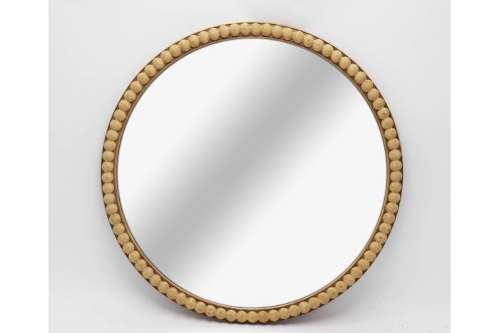 Round Light Wood Mirror 60cm