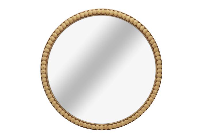 Round Light Wood Mirror 60cm