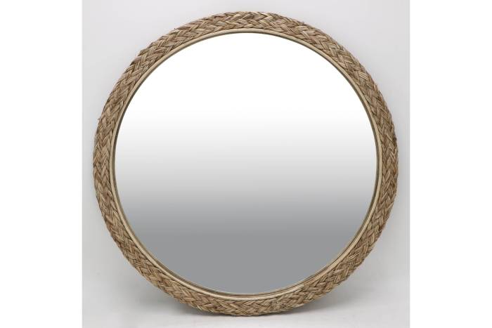 Round Rattan Weave Mirror 59cm