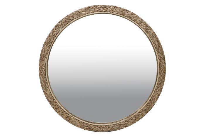 Round Rattan Weave Mirror 59cm