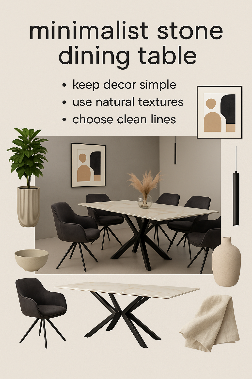Minimalist Stone Dining Table Mood Board