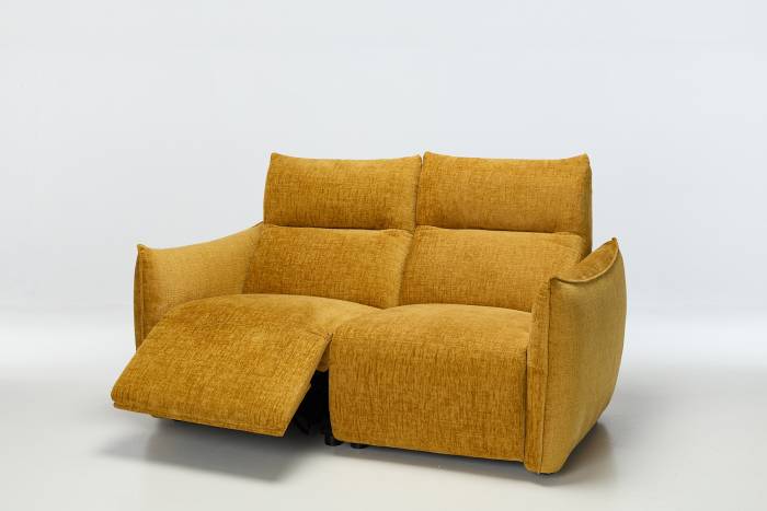 Alessio Modern Electric Recliner 2 Seater Sofa - Shimmer Yellow Linen