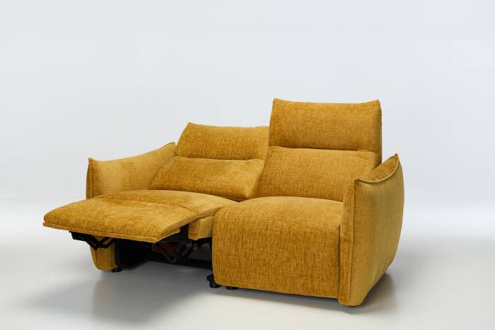 Alessio Modern Electric Recliner 2 Seater Sofa - Shimmer Yellow Linen