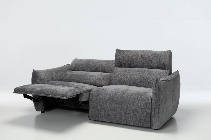 Alessio - Modern Electric Recliner 4 Seater Sofa, Shimmer Grey Textured Chenille - Image 3