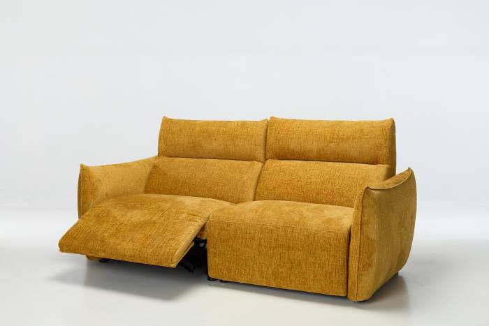 Alessio Modern Electric Recliner 4 Seater Sofa - Shimmer Yellow Linen