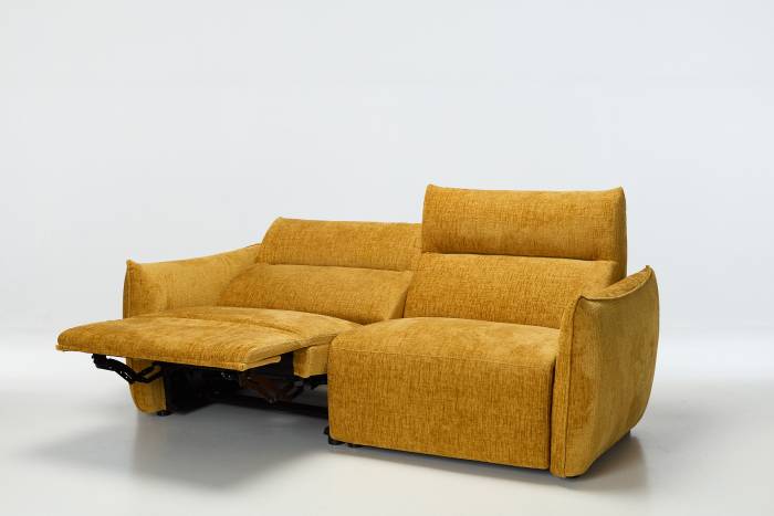Alessio Modern Electric Recliner 4 Seater Sofa - Shimmer Yellow Linen