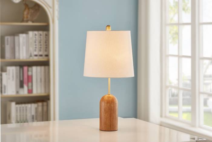 Cambridge Wooden Table Lamp With Brass Accent & Fabric Shade