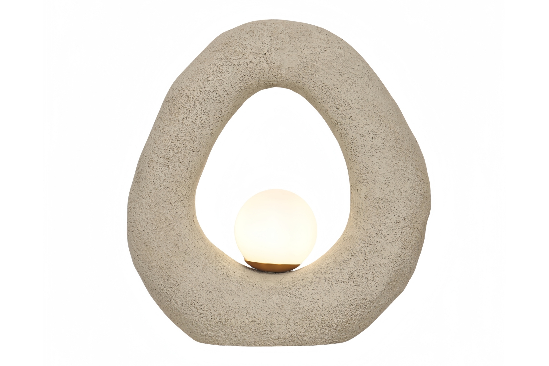 Casa Organic Sculptured Table Lamp With Stone Effect Frame & Soft-Glow Opal Bulb