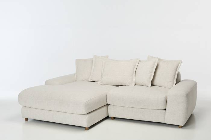 Eden 2 Piece Sectional Left Hand Chaise Corner Sofa - Luxe Textured Ecru Fabric
