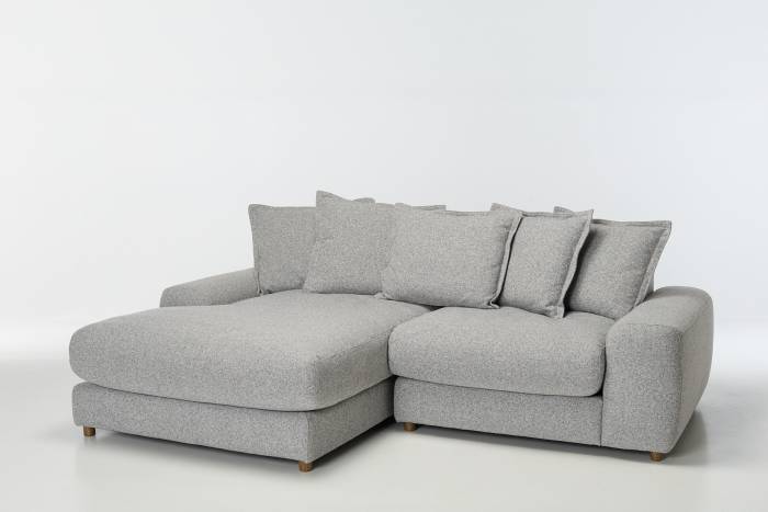 Eden 2 Piece Sectional Left Hand Chaise Corner Sofa - Luxe Textured Grey Fabric