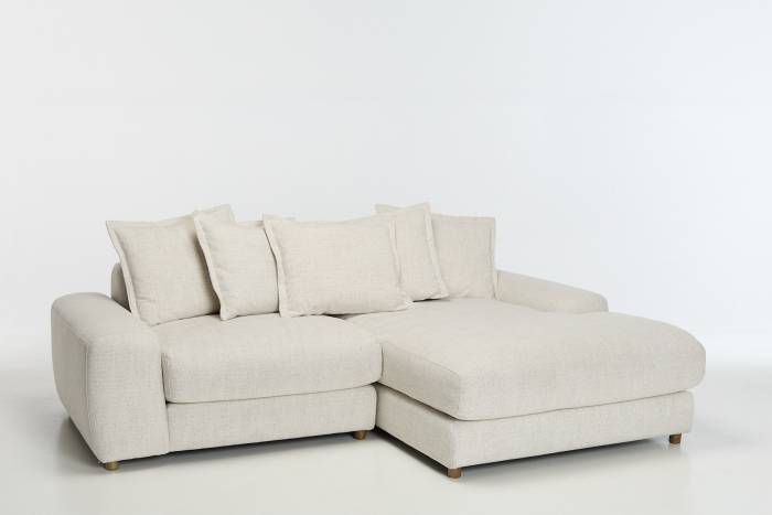 Eden 2 Piece Sectional Right Hand Chaise Corner Sofa - Luxe Textured Ecru Fabric