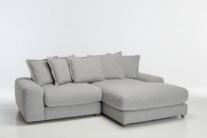 Eden 2 Piece Sectional Right Hand Chaise Corner Sofa - Luxe Textured Grey Fabric