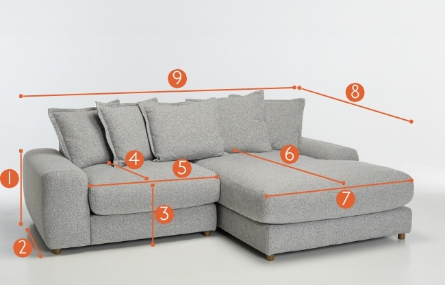 Eden 2 Piece Sectional Right Hand Chaise Corner Sofa measurements
