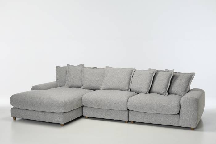 Eden 3 Piece Sectional Left Hand Chaise Corner Sofa - Luxe Textured Grey Fabric