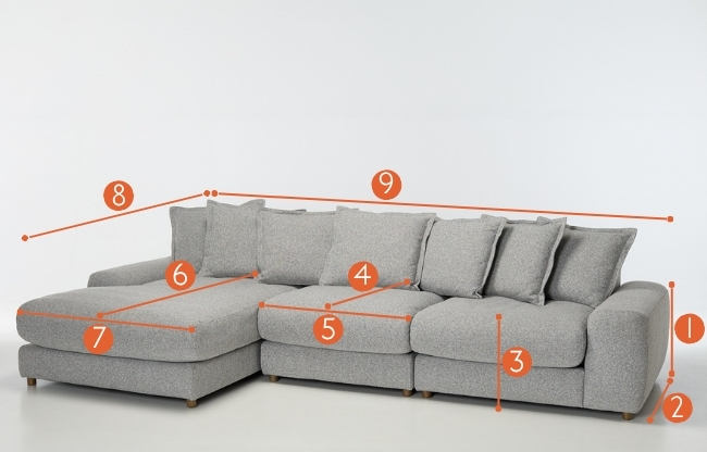 Eden 3 Piece Sectional Left Hand Chaise Corner Sofa measurements