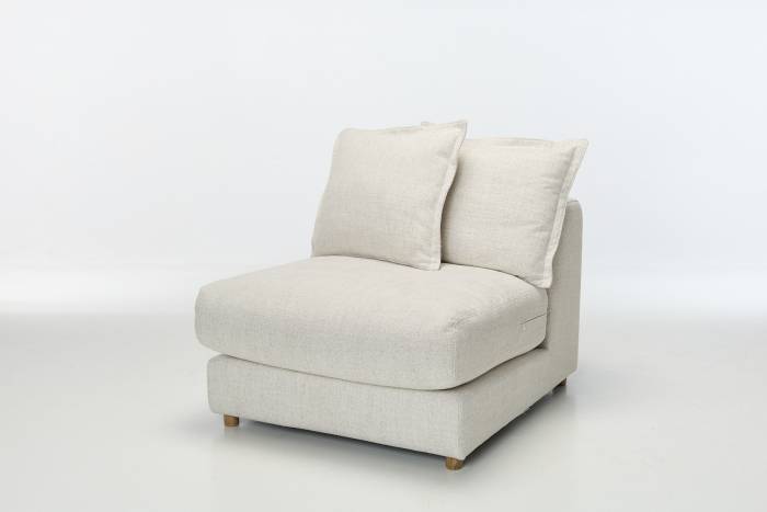 Eden Sectional Sofa Armless Seat Piece - Luxe Textured Ecru Fabric