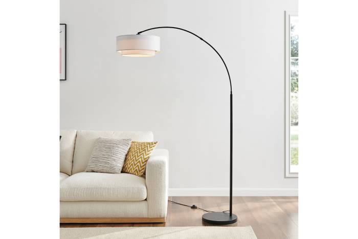 Edinburgh - Arched Floor Lamp With Black Metal Frame & Base