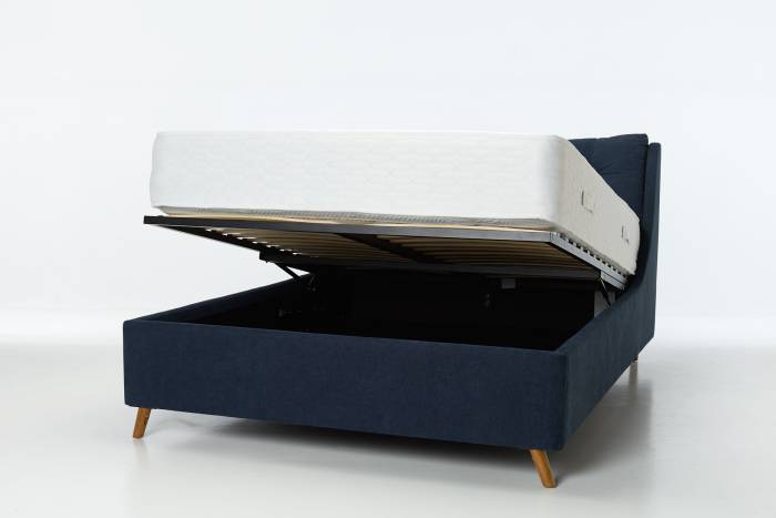 Georgia Lift Up Storage Pillow Ottoman Bed - Blue Velvet