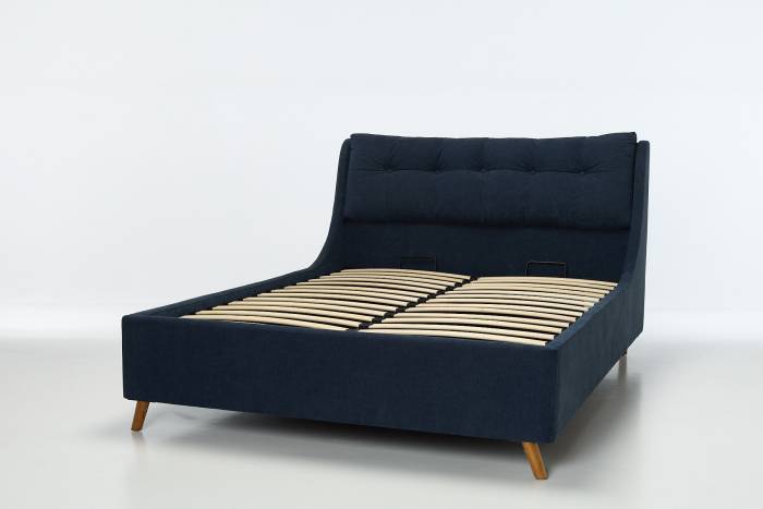 Georgia Lift Up Storage Pillow Ottoman Bed - Blue Velvet
