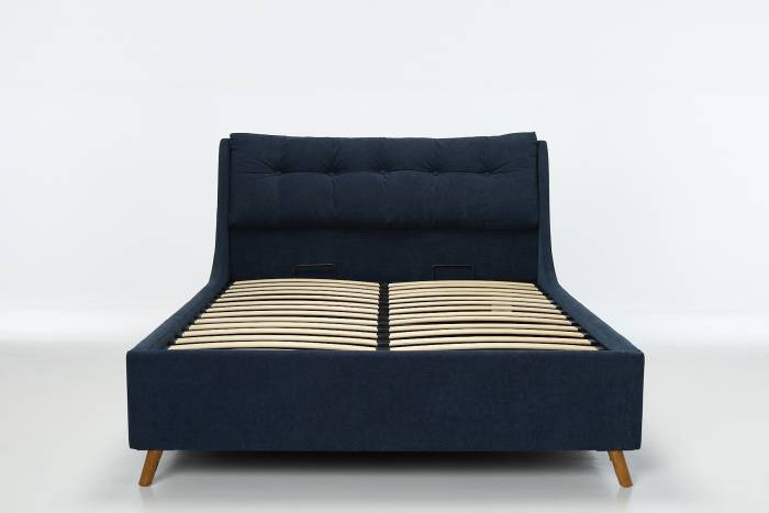 Georgia Lift Up Storage Pillow Ottoman Bed - Blue Velvet