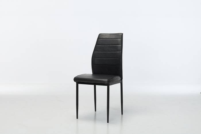 Juno Black Faux Leather Dining Chairs with Black Metal Legs