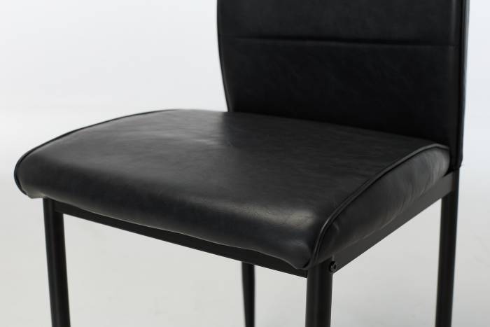 Juno Black Faux Leather Dining Chairs with Black Metal Legs