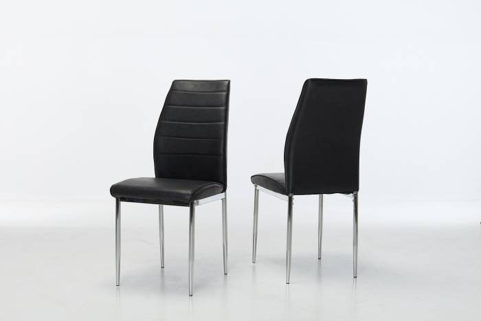 Juno Black Faux Leather Dining Chairs with Chrome Legs