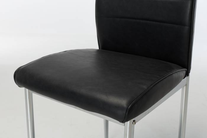 Juno Black Faux Leather Dining Chairs with Chrome Legs