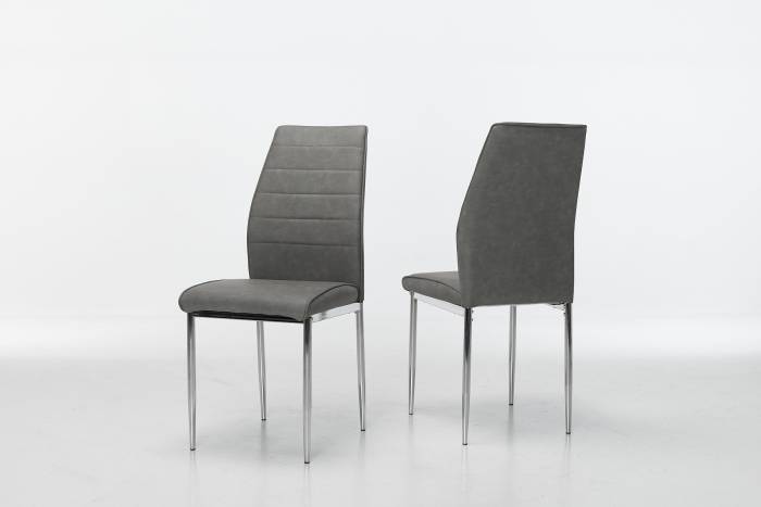 Juno Grey Faux Suede Dining Chairs with Chrome Legs